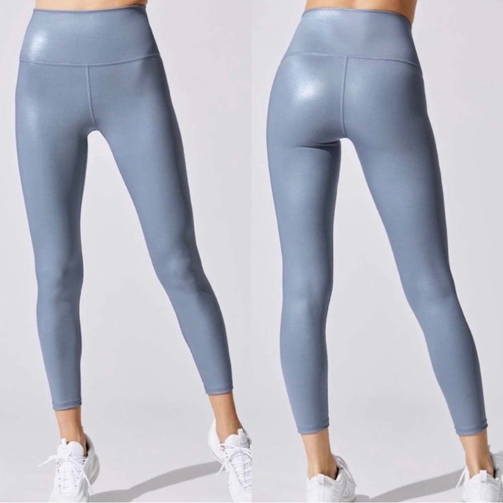 NWT Carbon38 Clear Foil High Rise 7/8 Length Legging in Steel Blue
